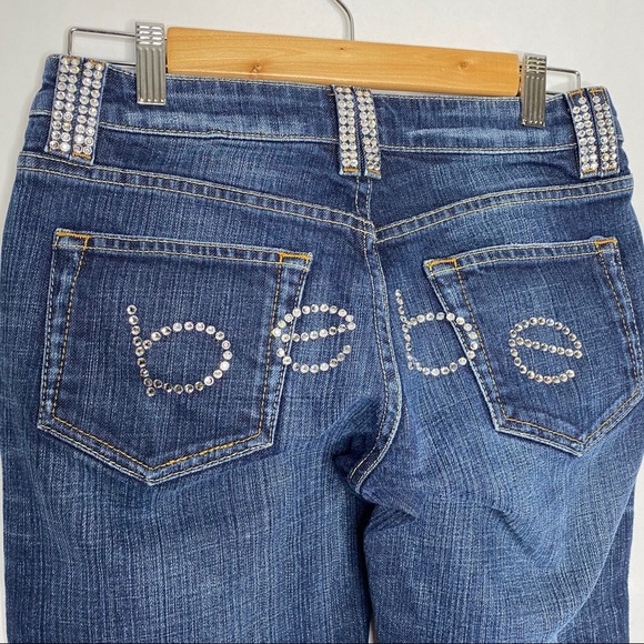 Bebe Rhinestone Y2K Low Rise Jeans Sz 27 - Picture 6 of 9
